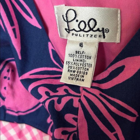 Vintage Lilly Pulitzer Pink and Navy Patterned Top - Size 6 - Picture 6 of 9